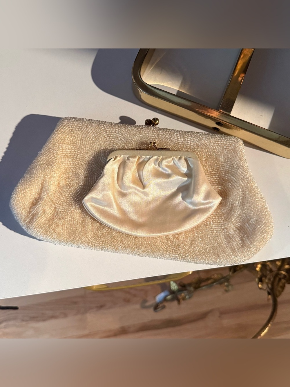 Vintage Pearl Beaded Cream Clutch - Picture 6 of 6